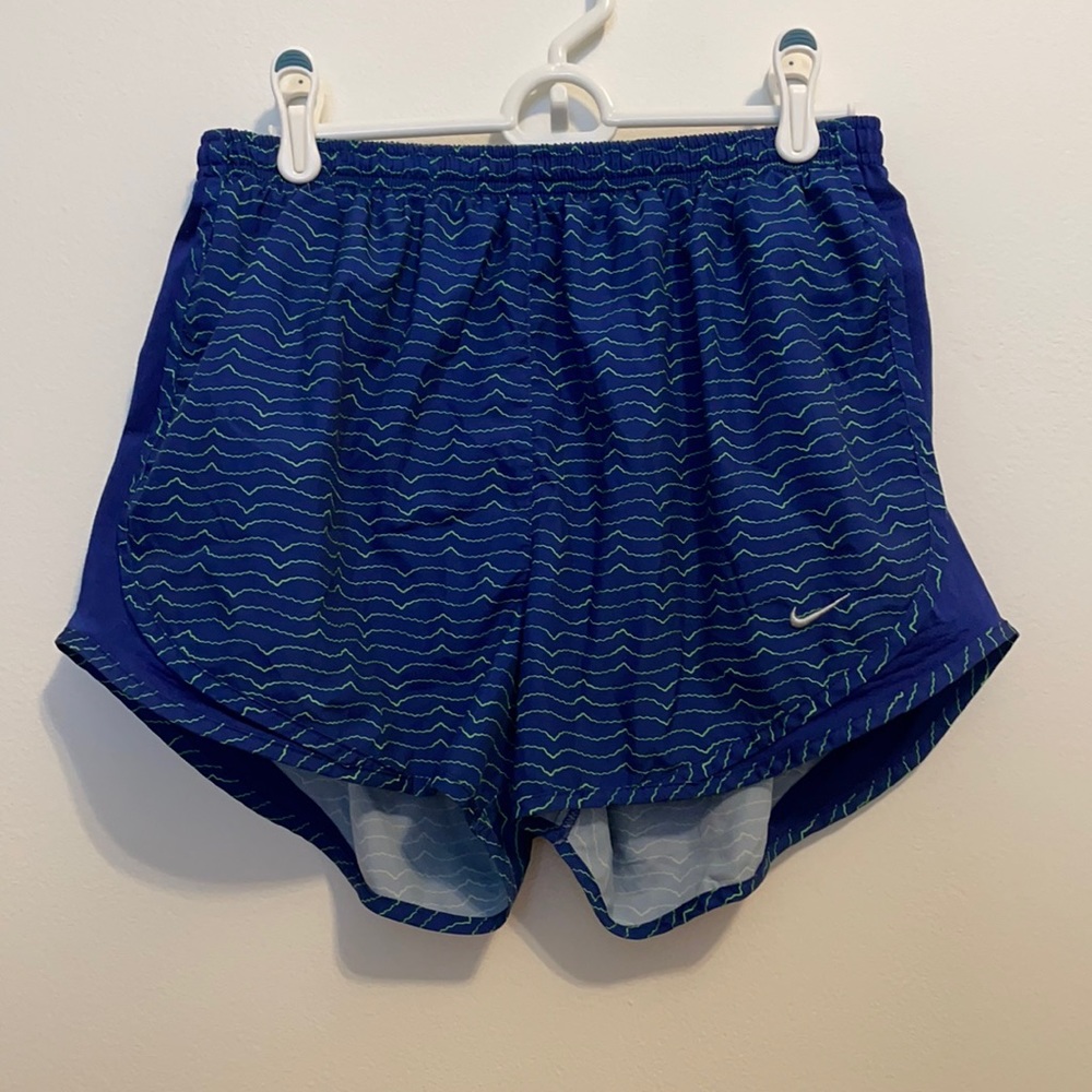 Navy and green Nike dri-fit tempo shorts